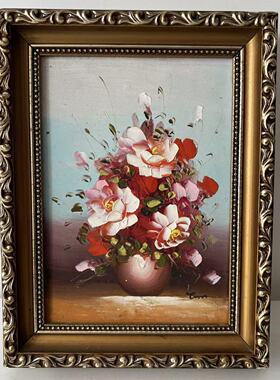 英国中古手绘油画 摆件储物盒 Vintage 收藏挂画 挂墙钥匙盒