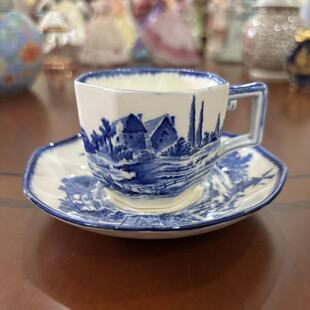 Royal Doulton 皇家道尔顿 八角青花风景古董茶杯 收藏咖啡杯摆件
