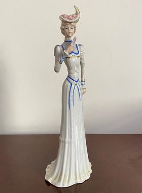 Epoca 葡萄牙 西洋陶瓷美人人偶摆件 中古酒柜玄关摆件瓷偶装饰品
