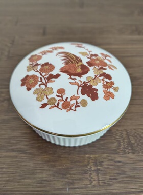Wedgwood 韦奇伍德 Golden Cockerel 金公鸡骨瓷圆形瓷罐 首饰盒
