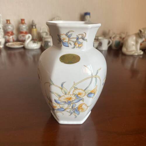 AYNSLEY 安兹丽 Just Orchids 兰花小花瓶 英国骨瓷摆件 中古瓷瓶