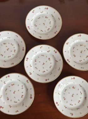 Nyon 瑞士国瓷 中古收藏瓷盘摆件 稀有描金手绘花卉装饰甜品碟