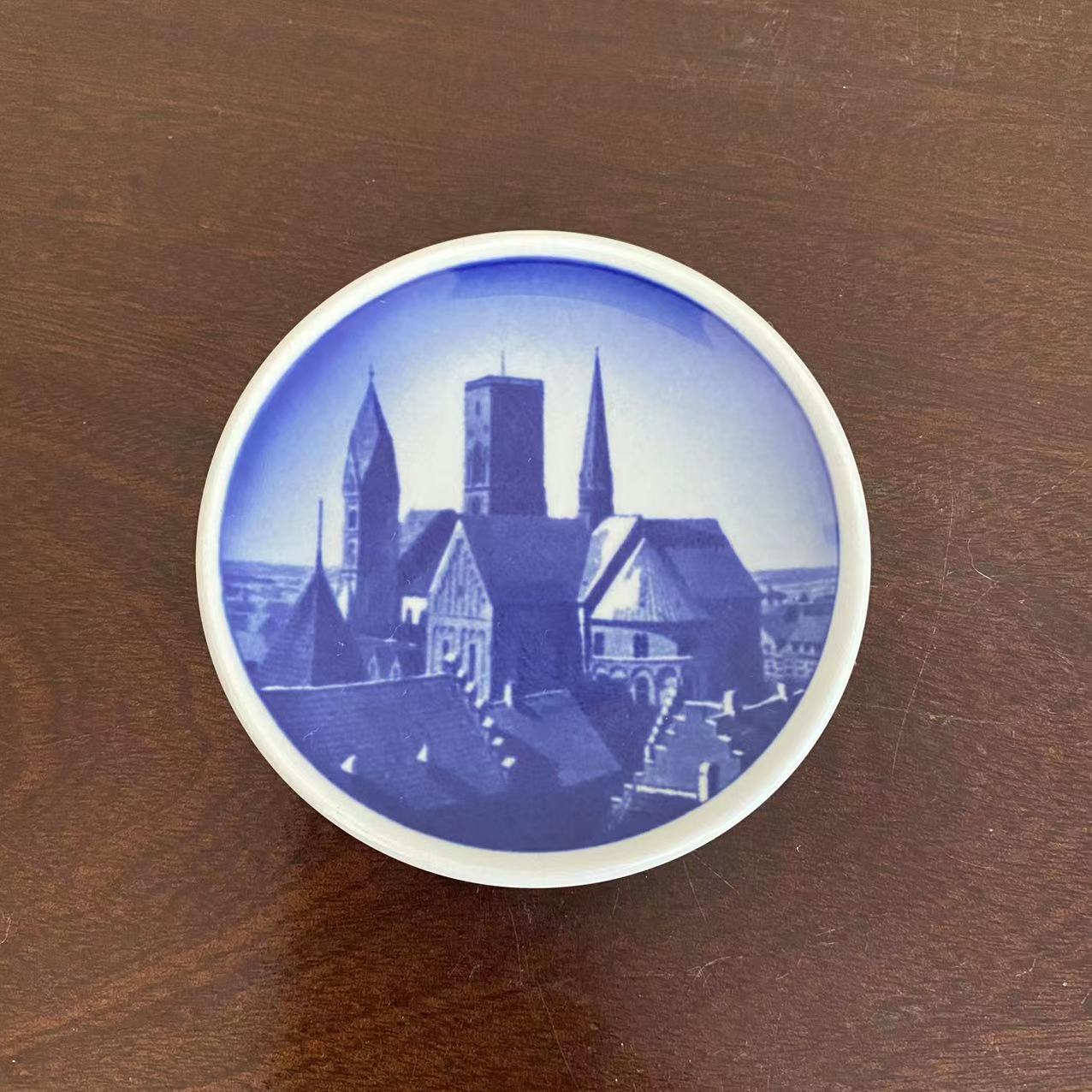 Royal Copenhagen 皇家哥本哈根丹麦里伯大教堂风景装饰盘 迷你碟