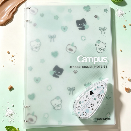 日本KOKUYO国誉Campus四孔活页本薄荷猫咪DIY可拆卸B5学生笔记本