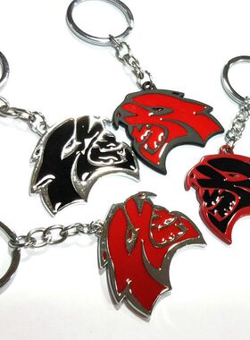 道奇SRT地狱猫钥匙扣 个性创意钥匙环 豹头金属双面钥匙挂件