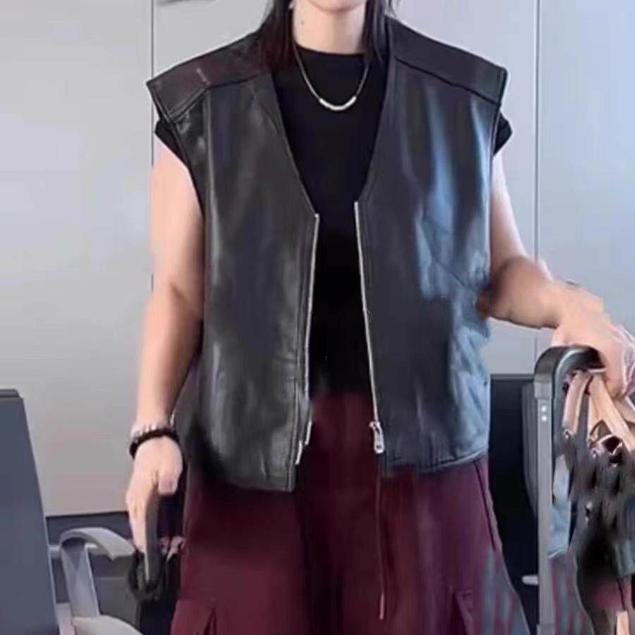 皮马甲女修身显瘦时尚百搭真皮绵羊皮上衣外穿坎肩背心潮流前线