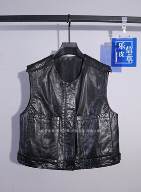 时尚新款真皮马甲女绵羊皮百搭气质休闲无袖背心显瘦大口袋马甲