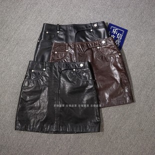 时尚新款真皮皮裙女绵羊皮百搭显瘦气质短款A字裙半身裙包臀裙