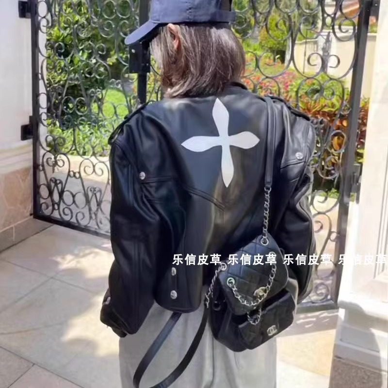 网红同款绵羊皮机车休闲外套欧货