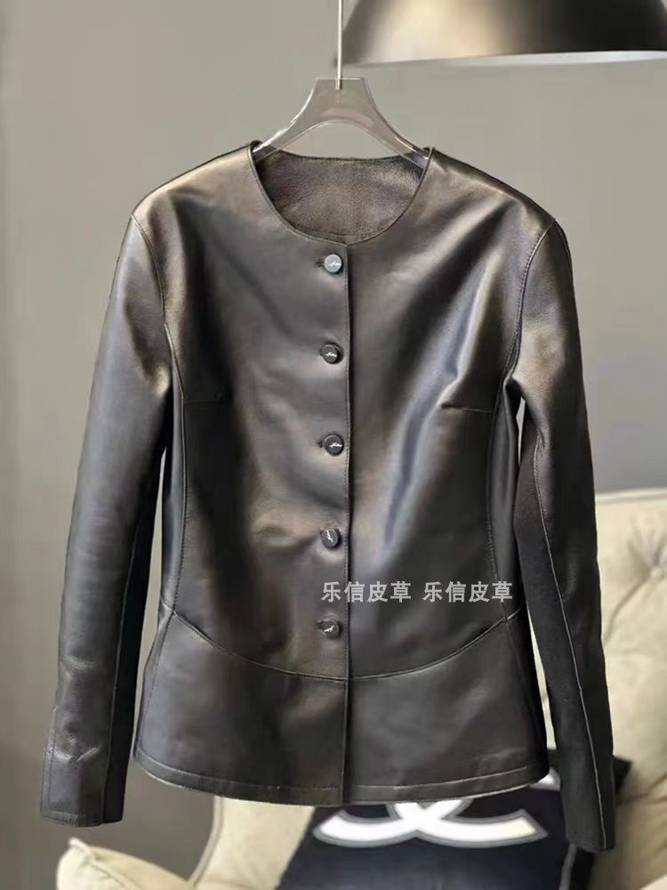海宁新款真皮皮衣女绵羊皮欧货春秋爆款修身显瘦短款圆领外套潮,女装/女士精品,皮衣,淘宝优惠券,粉丝福利购,淘宝优惠卷