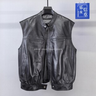 洋气真皮新款马夹女款绵羊皮时尚拉链款修身马甲休闲无袖坎肩外套