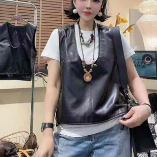 2026新款真皮坎肩女短款绵羊皮马甲宽松显瘦百搭休闲无袖叠穿外搭