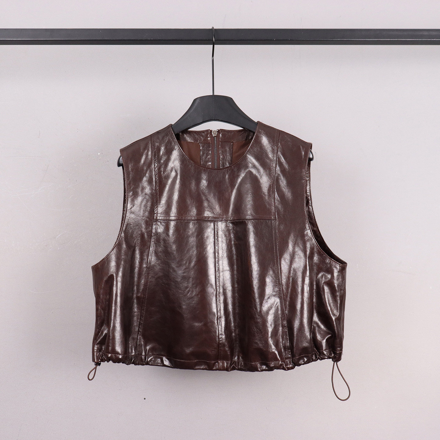 时尚新款真皮马甲女油蜡皮无袖背心显瘦百搭修身抽绳休闲拉链外搭,女装/女士精品,皮衣,淘宝优惠券,粉丝福利购,淘宝优惠卷