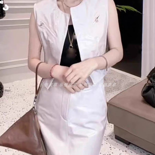 轻奢优雅高级感新款女绵羊皮真皮小香风时尚修身显瘦皮衣皮裙套装