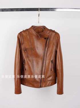 短款短款机车做旧复古修身夹克