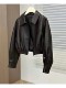 外套翻领松紧腰设计高级时髦又帅气百搭潮流 短款 秋冬真皮新款 经典