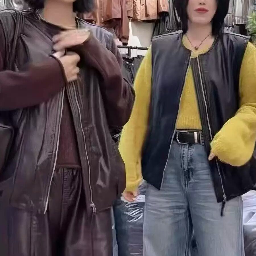 秋季新款真皮女短款修身马甲