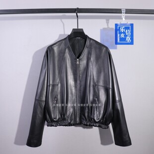 新款真皮皮衣女绵羊皮时尚百搭气质休闲宽松显瘦复古棒球服外套