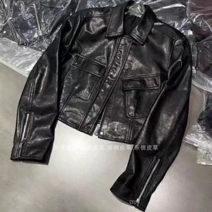 洋气修身 真皮皮衣女绵羊皮百搭显瘦气质拉链款 皮夹克外套 新款 时尚