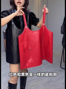 2026早春新款真皮吊带连衣裙女绵羊皮A字显瘦减龄无袖修身背心裙