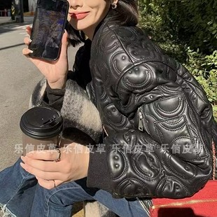 新款真皮加棉皮衣女款绵羊皮气质百搭洋气时尚小香风显瘦修身外套