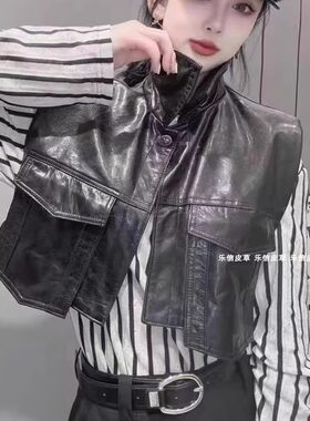 立领新款黑色绵羊皮2025年春秋