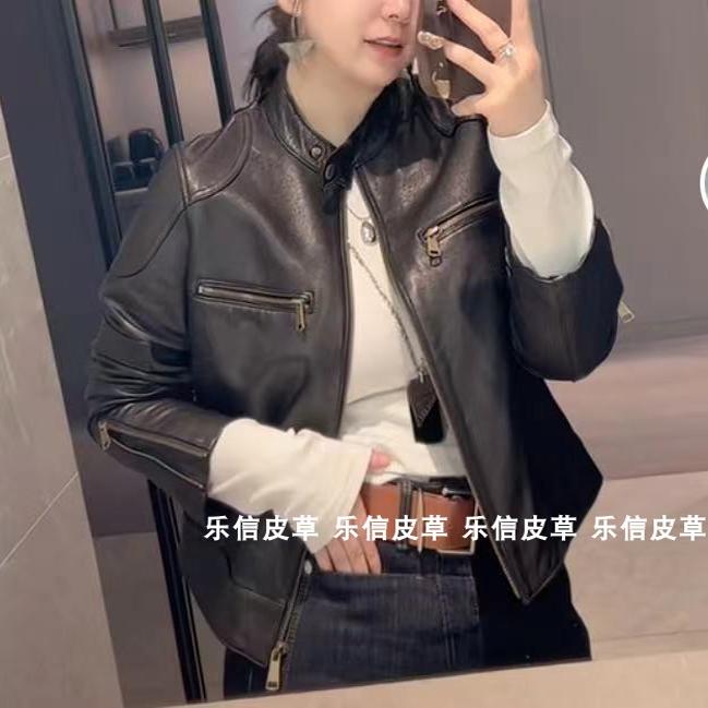 秋冬新品女装绵羊皮立领夹克