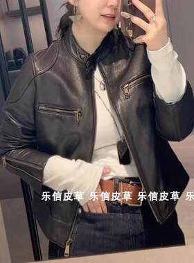 秋冬新品女装绵羊皮立领夹克