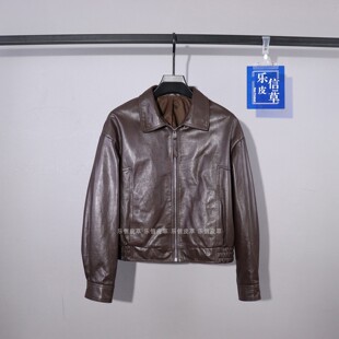 复古皮夹克外套 真皮皮衣女绵羊皮百搭显瘦气质潮流拉链款 时尚 新款