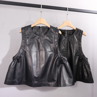 真皮皮衣女绵羊皮无袖 新款 马甲宽松显瘦百搭背心外套 时尚 2026春季
