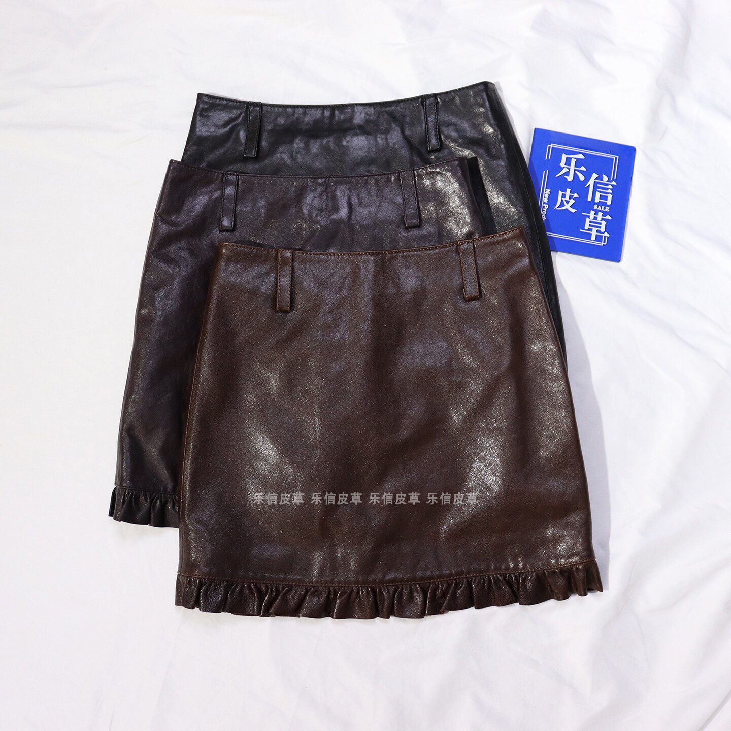 真皮皮裙女绵羊皮时尚百搭木耳边气质休闲短款复古显瘦半身靴裙