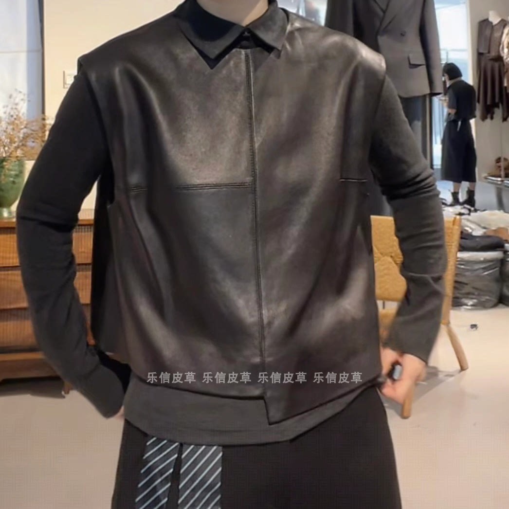 新款真皮马甲女绵羊皮时尚百搭显瘦气质休闲复古无袖背心坎肩外套