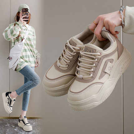 板鞋女鞋2026春季新款内增高7CM校园厚底松糕34码学生运动休闲鞋