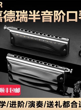 jdr嘉德瑞半音阶口琴专业演奏12孔c调GM-0648初学者学生入门练习