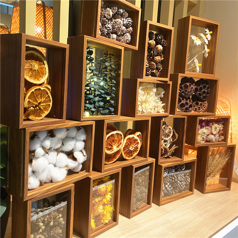 森系手工立体装饰松果干果相框