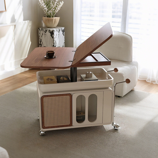 可移动茶几小户型客厅沙发边柜多功能边几折叠升降多功能推车茶桌