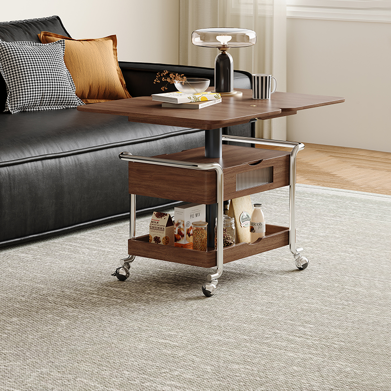 小推车客厅可移动折叠带轮茶几