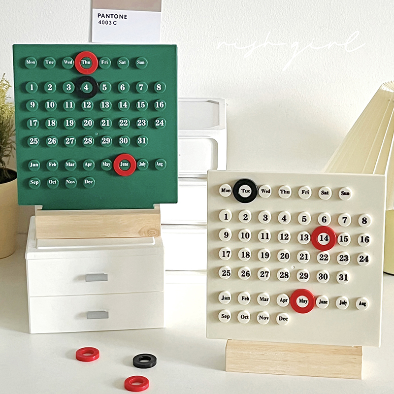 奶油中古风日历diy桌面装饰摆件