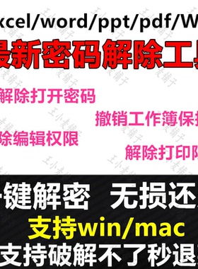WPS/PDF/PPT/Excel/Word密码解除工具文件文档密码解密解除限制