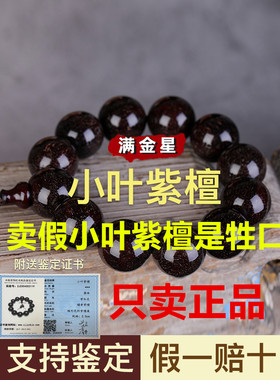 正宗老料小叶紫檀手串满金星檀香木男女2.0佛珠念珠文玩手链108颗