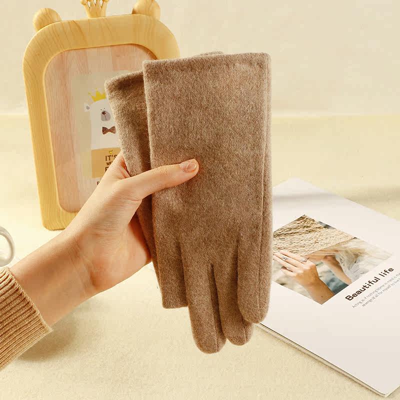 SUEDE GLOVES FOR MEN AND WOMEN IN WINTER RIDING OUTDOOR PLUS VELVET WARM AND NON-SLIP DRIVING MOTORCYCLE RIDING TAKEAWAY LEAK TWO FINGERS