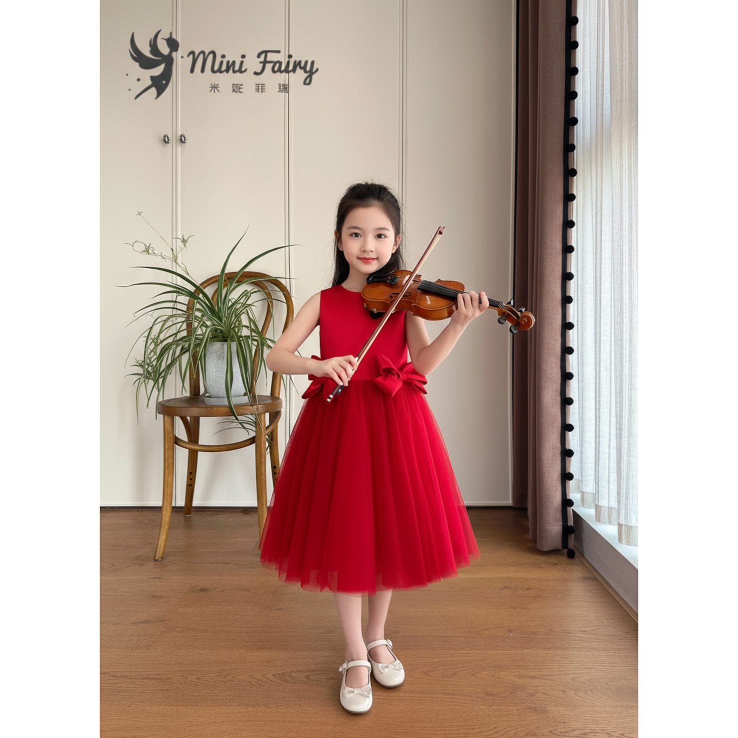 女童礼服公主裙缎面钢琴演出服