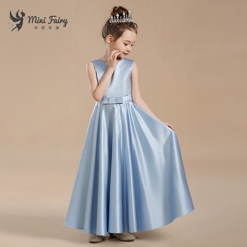 米妮菲瑞缎面天蓝色晚礼服高端