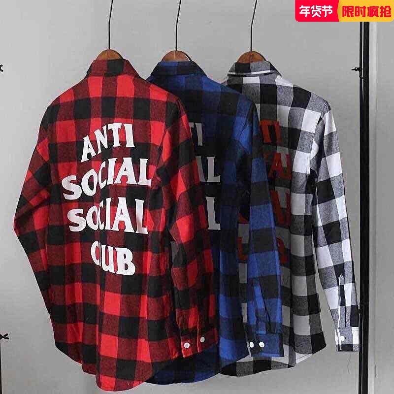 ANTI SOCIAL SOCIAL CLUB黑红格子衬衫ins网红潮男女百搭衬券后63.00元