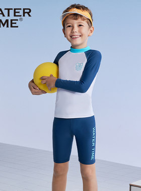 WATERTIME儿童泳衣男孩分体长袖