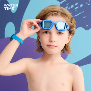 WaterTime儿童泳镜男女童高清防水防雾大框镀膜游泳眼镜泳帽套装