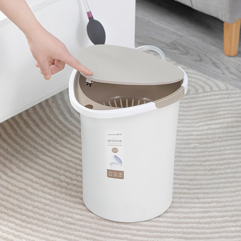 茶花茶渣桶塑料茶水桶排水桶带盖