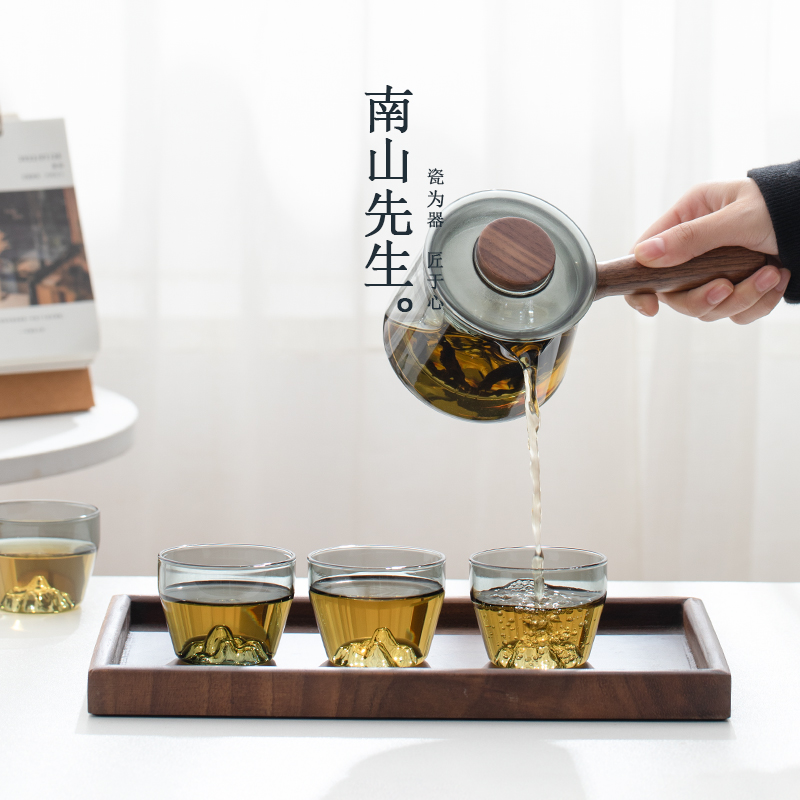 南山先生灵璧玻璃侧把壶功夫茶具家用小套茶具套装简约干泡茶盘-封面