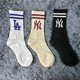 外贸NY字母袜子洋基LA男女中筒刺绣运动袜吸汗透气纯棉毛巾底袜