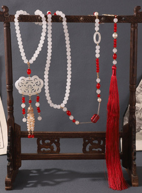 新中式红色背云明制项链